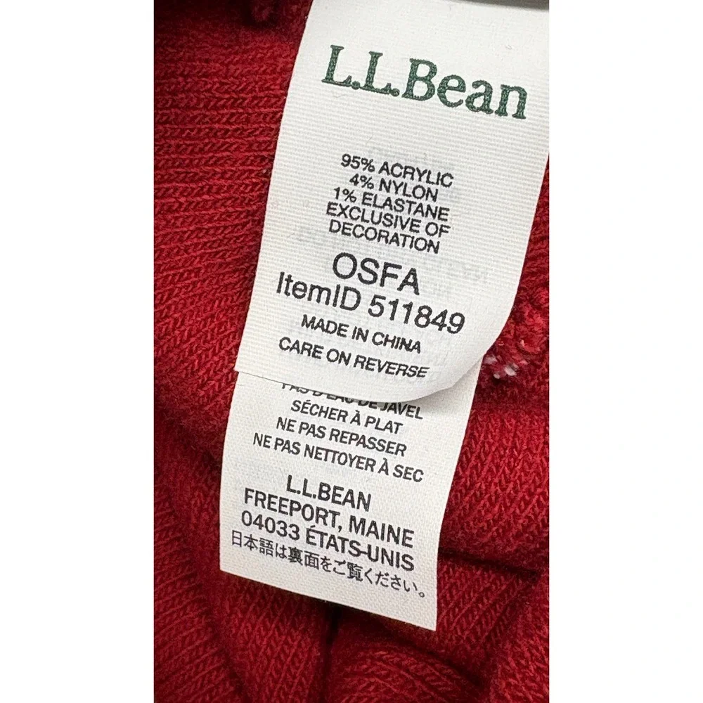 L.L. Bean Adult Pom Hat‎ Beanie Logo Winter Red Men Women One Size